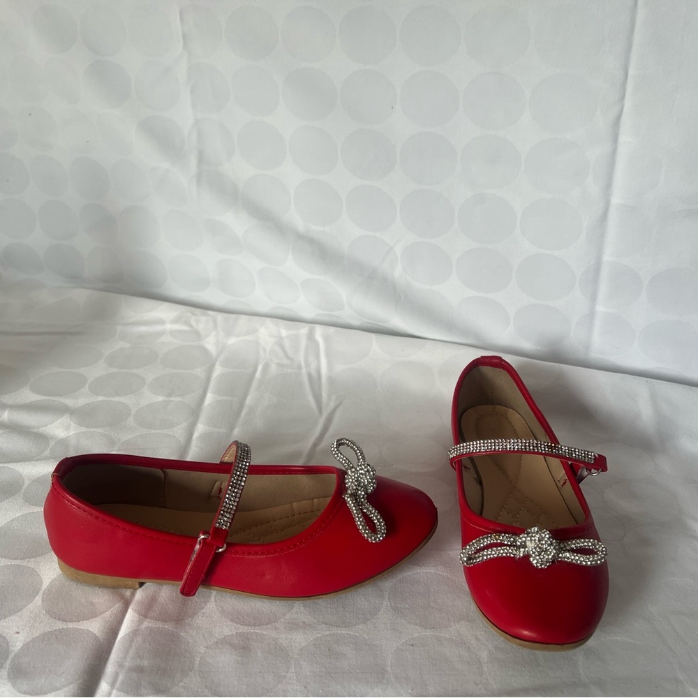 Red Kids Shoes with Rhinestone Straps